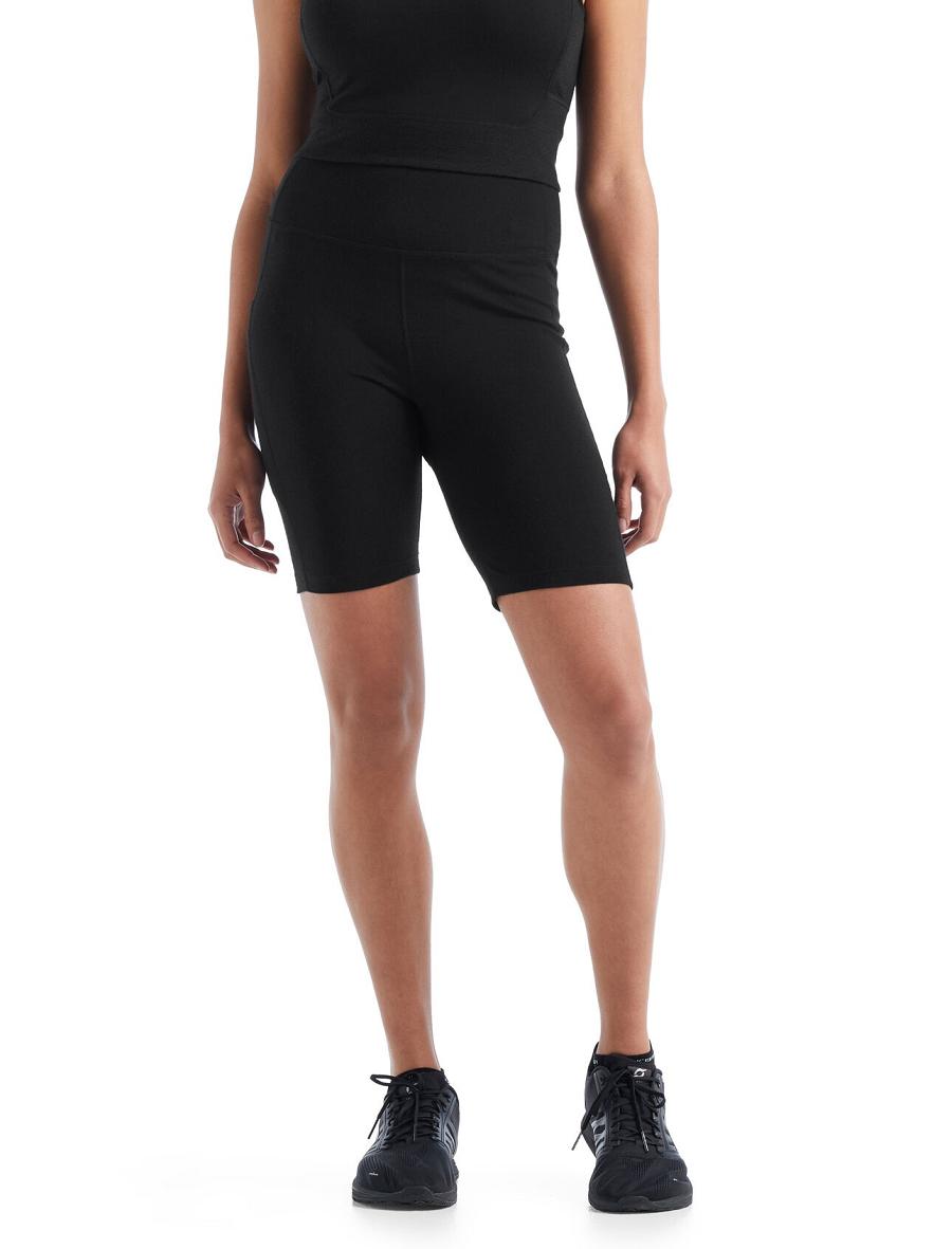 Women\'s Icebreaker Merino Fastray High Rise Shorts Black | CA 1440YXFU